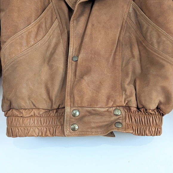 Vintage Natural Leather Bomber Aviation Motorcycle Jacket Tan Brown Size… - Picture 11 of 14